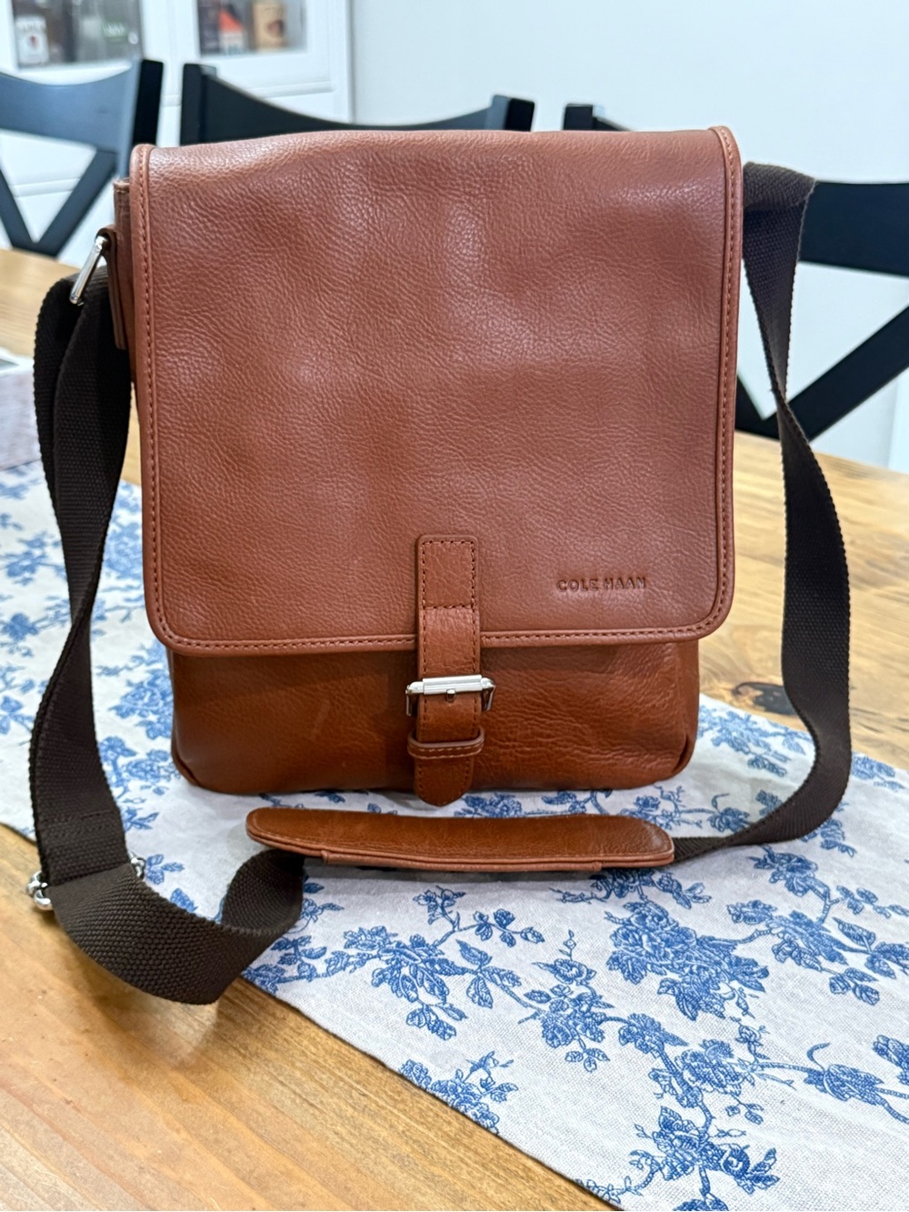 Cole Haan Wayland Cognac Pebble Leather Messenger Bag NWOT